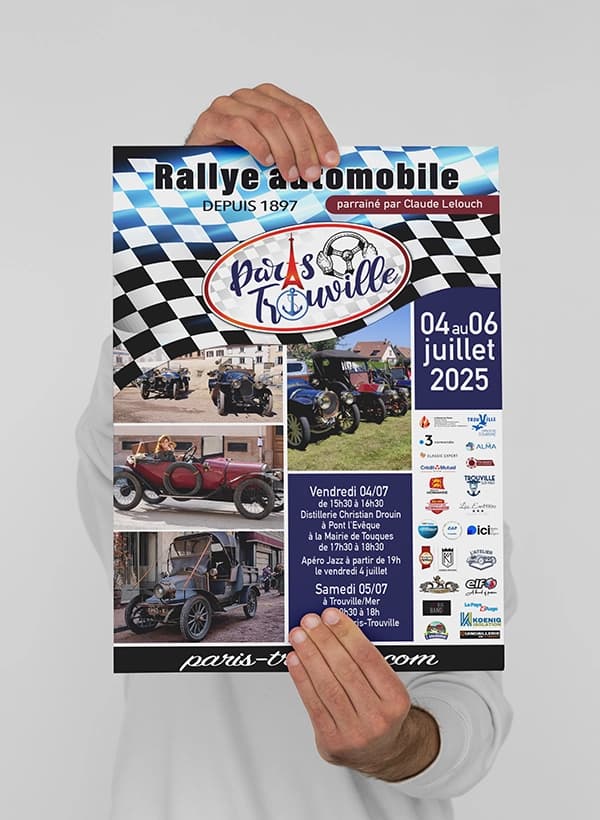 Impression affiche A3 rallye automobile à Bernay dans l'Eure en Normandie